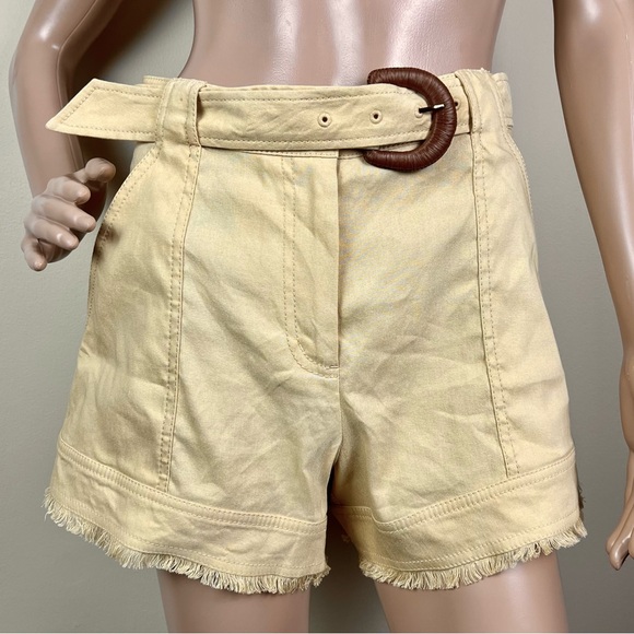 NEW JONATHAN SIMKHAI REVOLVE BEIGE HIGH-WAISTED SHORTS - Picture 2 of 11